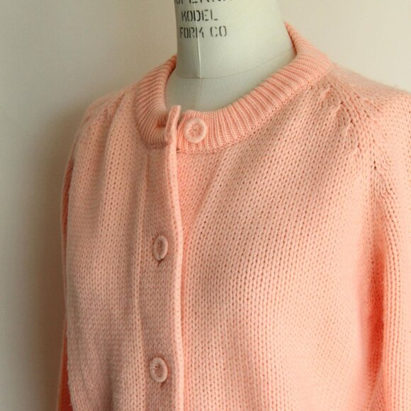 Vintage 1960s Sweater, Full Fashioned Orange Knit Cardigan - Picture 7 of 10